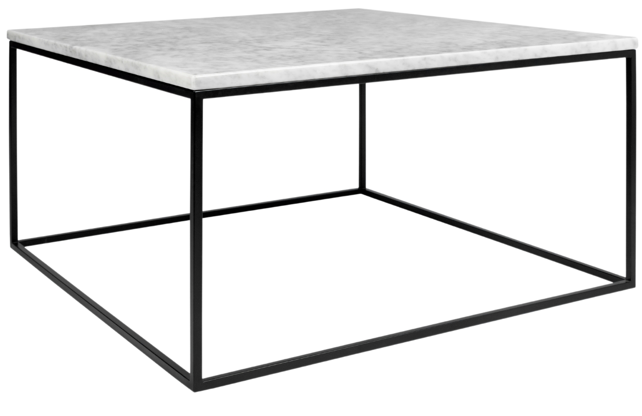 Bílý mramorový konferenční stolek TEMAHOME Gleam II. 75x75 cm s černou podnoží Temahome