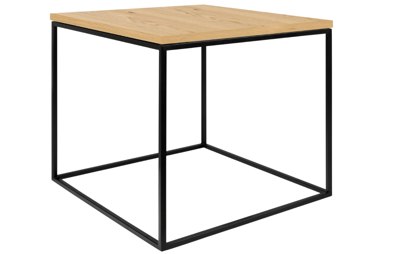 Dubový konferenční stolek TEMAHOME Gleam 50 x 50 cm s černou podnoží Temahome
