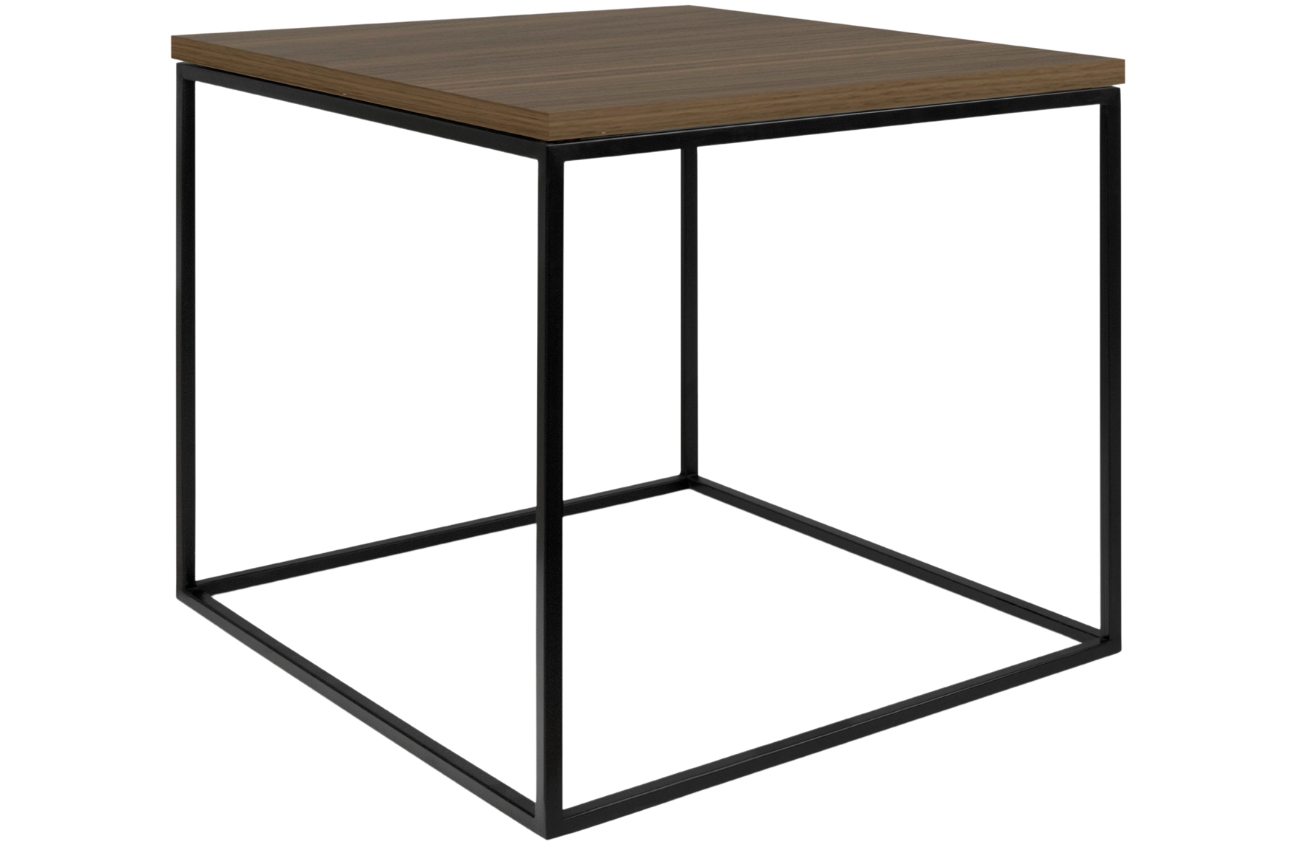 Ořechový konferenční stolek TEMAHOME Gleam 50 x 50 cm s černou podnoží Temahome