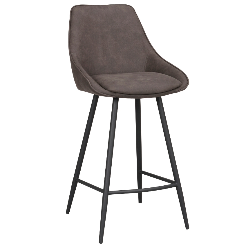 Tmavě šedá sametová barová židle ROWICO SIERRA 67 cm Rowico