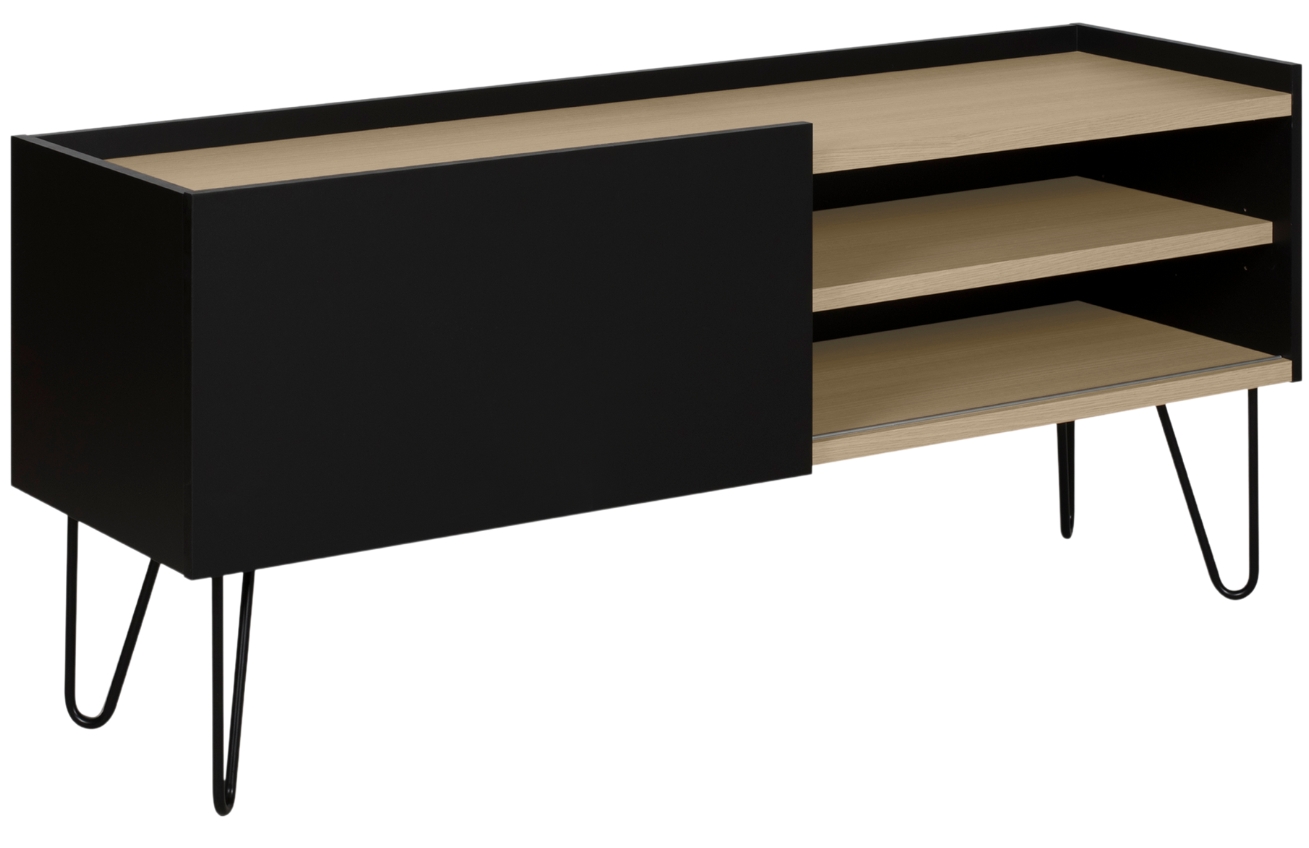 Černý dubový TV stolek TEMAHOME Nina 140 x 42 cm Temahome