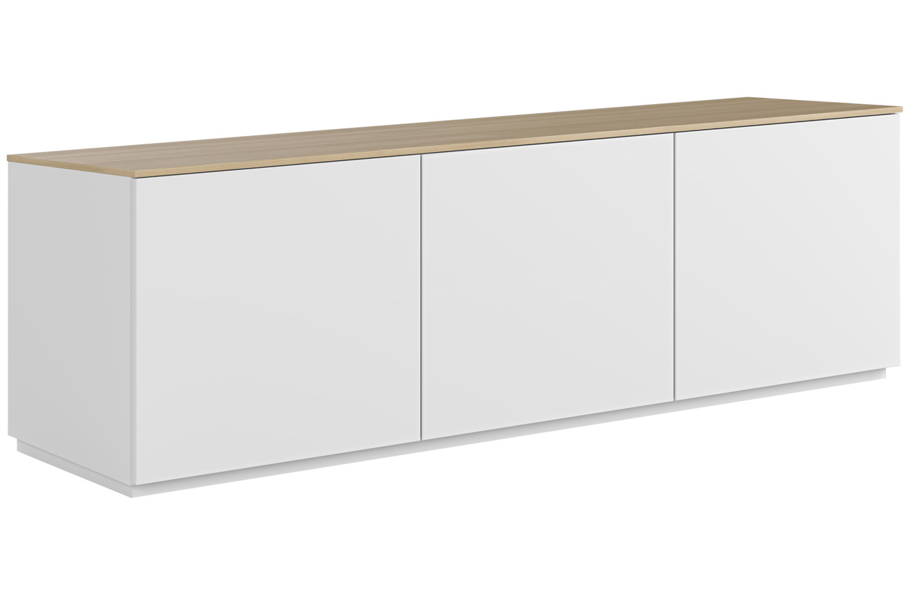 Bílá lakovaná komoda TEMAHOME Join 180 x 50 cm s dubovou deskou Temahome
