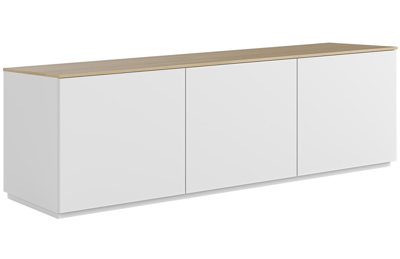Bílá lakovaná komoda TEMAHOME Join 180 x 50 cm s dubovou deskou Temahome