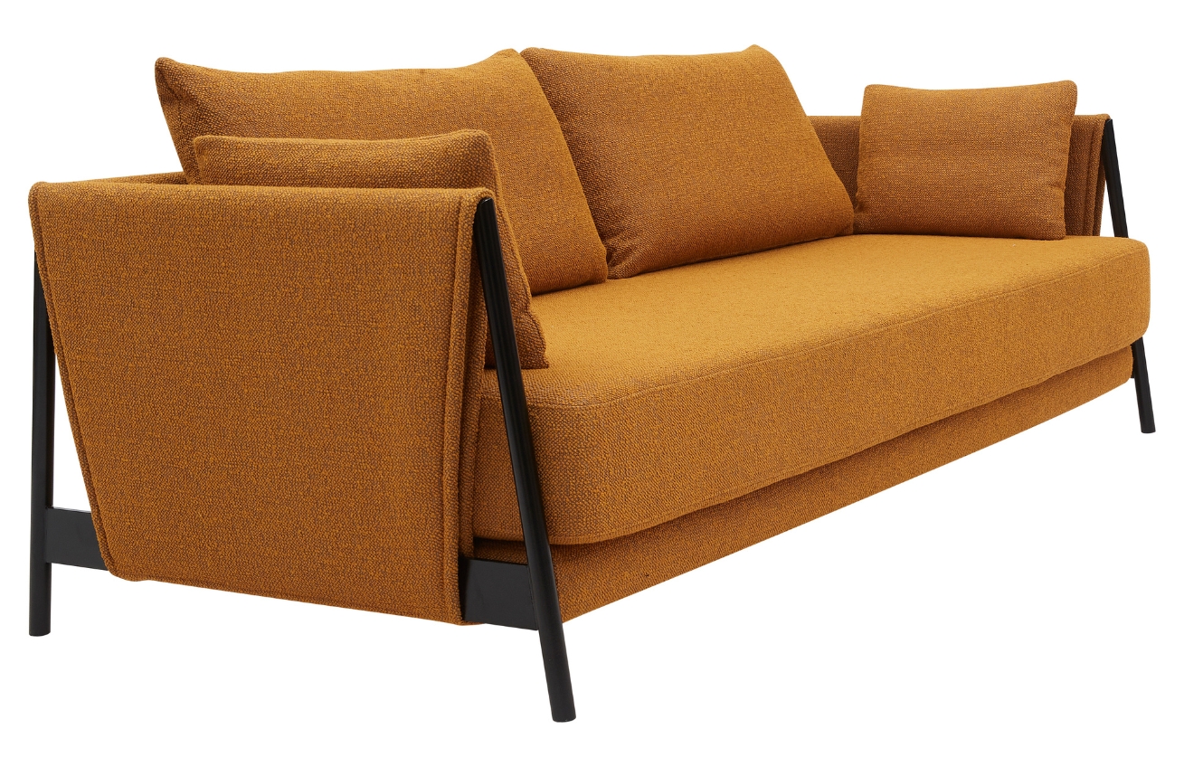 Oranžová bouclé rozkládací dvoumístná pohovka Softline Madison 209 cm Softline