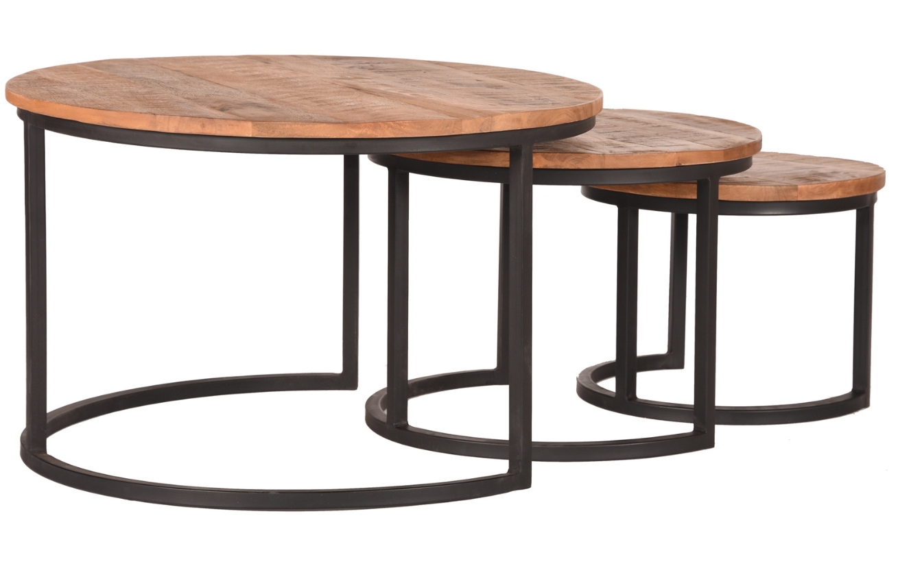 Set tří mangových konferenčních stolků LABEL51 Triplet 70/50/40 cm Label51