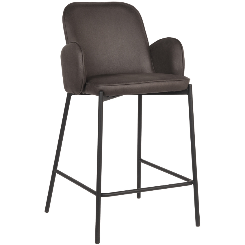 Antracitově šedá koženková barová židle LABEL51 Jari 65 cm Label51