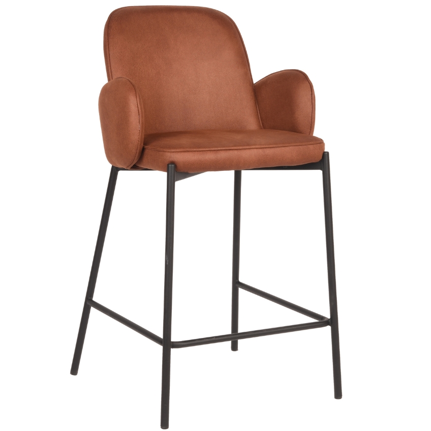 Hnědá koženková barová židle LABEL51 Jari 65 cm Label51
