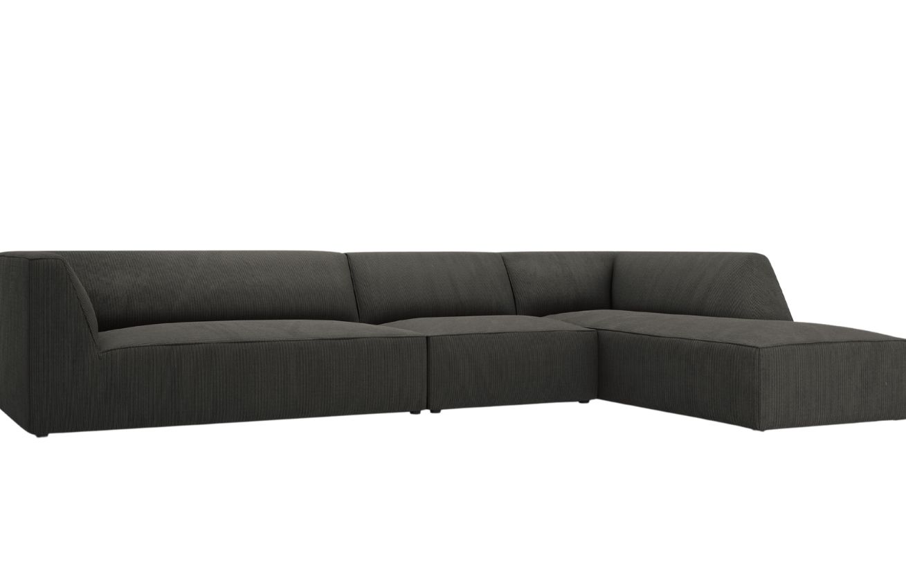 Tmavě šedá manšestrová rohová pohovka MICADONI Ruby 366 cm