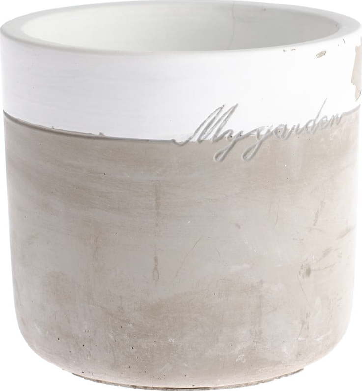 Betonový květináč s bílým detailem Dakls My Garden
