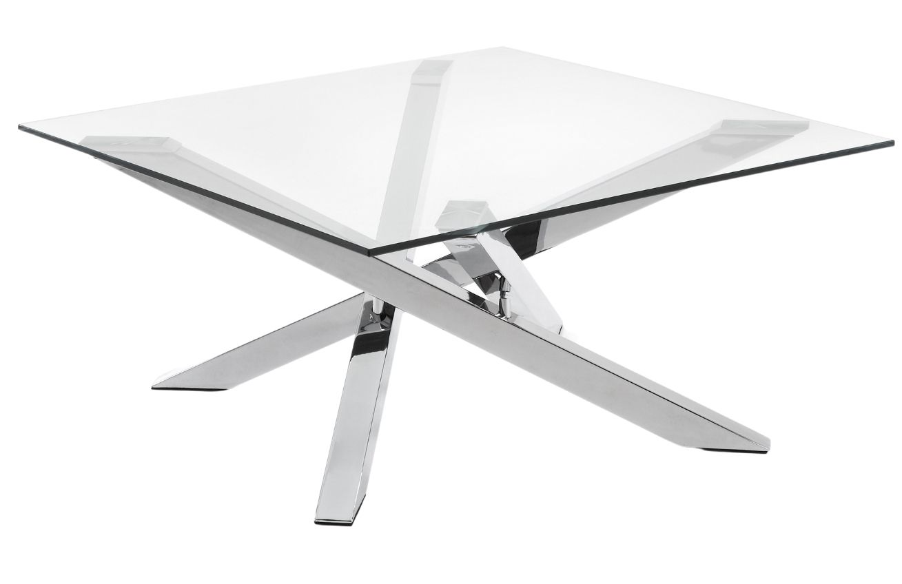 Skleněný konferenční stolek Kave Home Kamido 90 x 90 cm s kovovou podnoží Kave Home