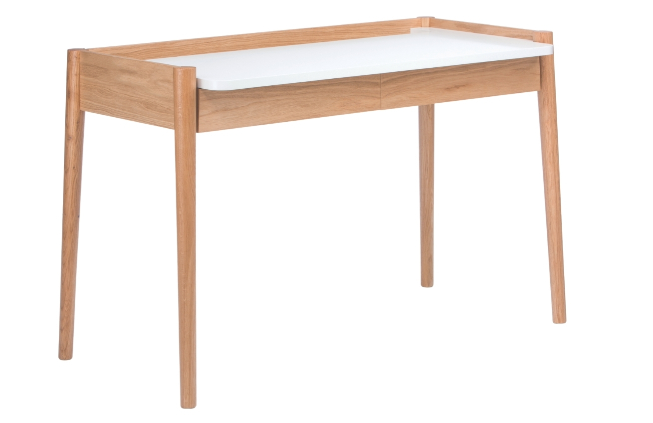 Dubový pracovní stůl Woodman Feldbach 126x60 cm s bílou deskou Woodman