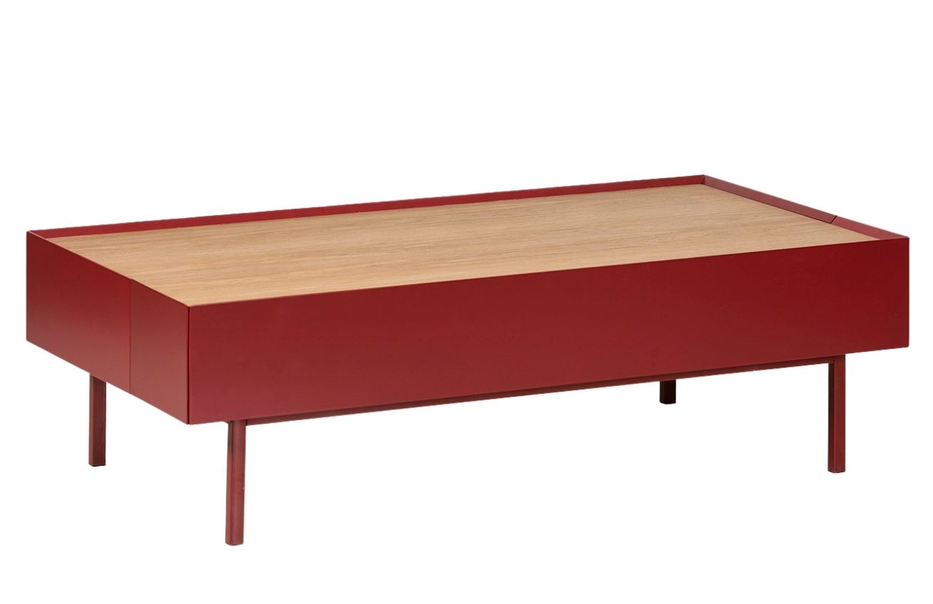 Tmavě červený dubový konferenční stolek Teulat Arista 110 x 60 cm Teulat