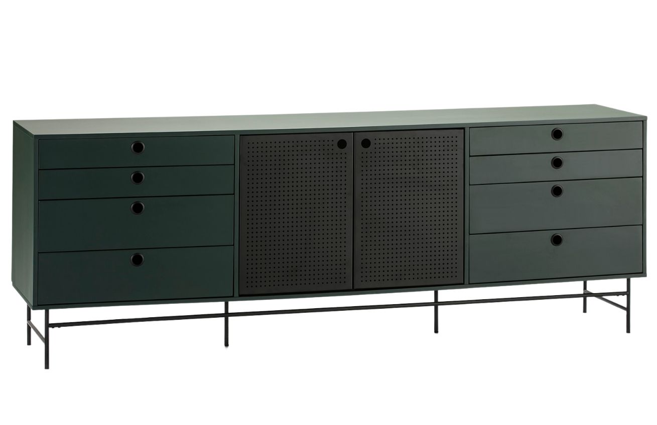 Tmavě zelená lakovaná komoda Teulat Punto 212 x 47 cm Teulat