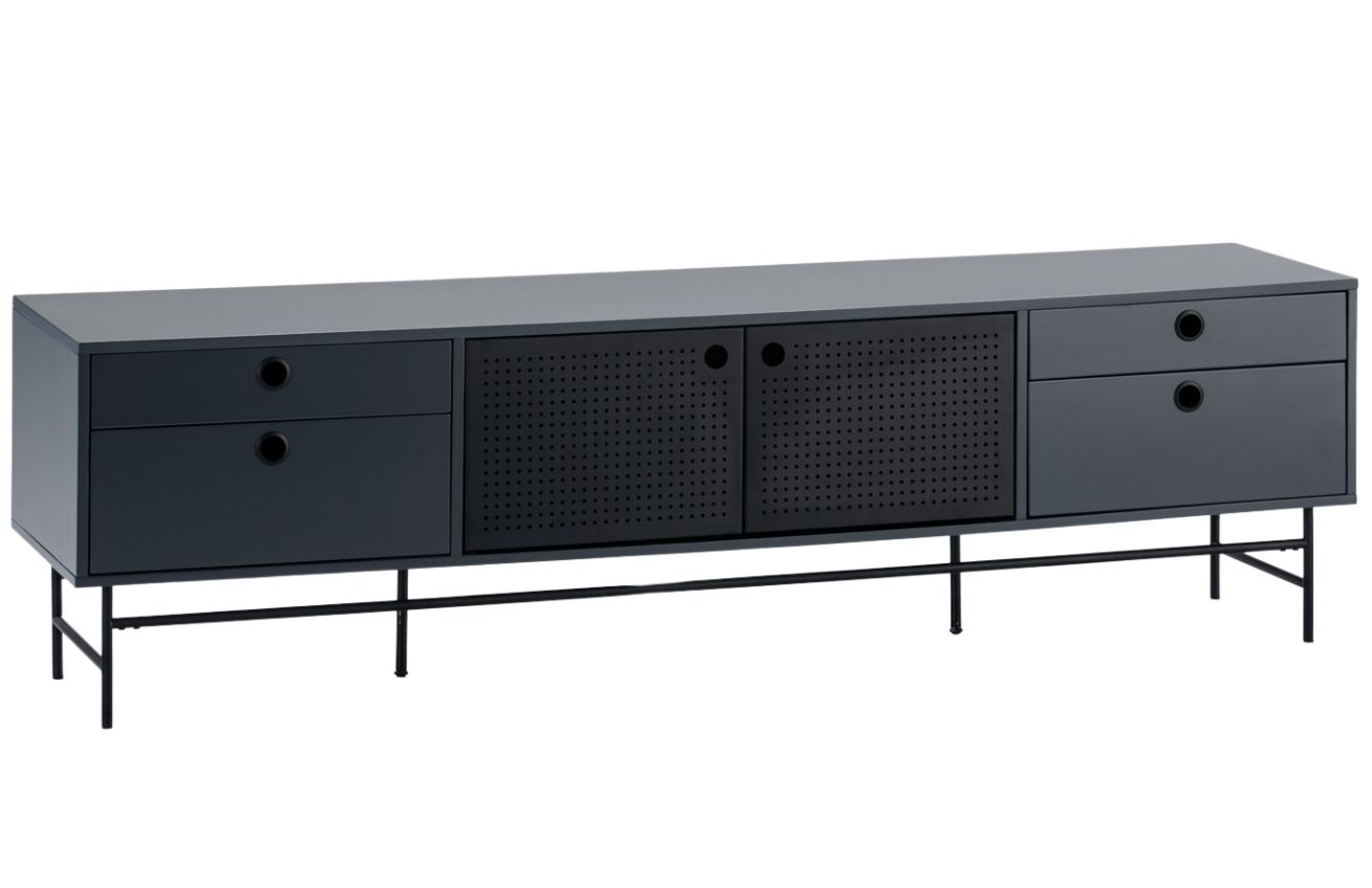 Tmavě modrý lakovaný TV stolek Teulat Punto 180 x 40 cm Teulat