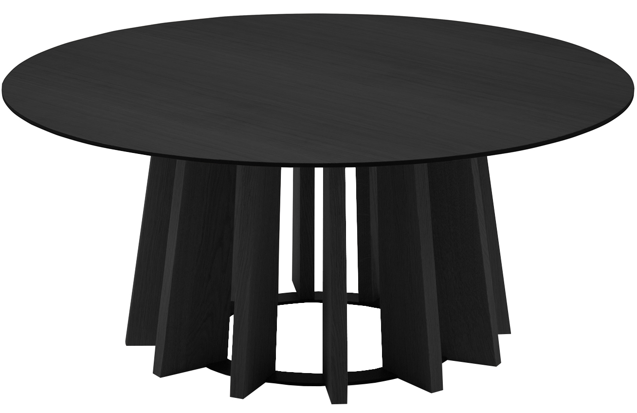 Černý dubový kulatý konferenční stolek Micadoni Mojave 100 cm Micadoni