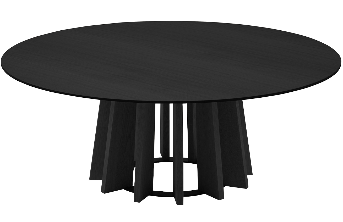 Černý dubový kulatý konferenční stolek Micadoni Mojave 140 cm Micadoni