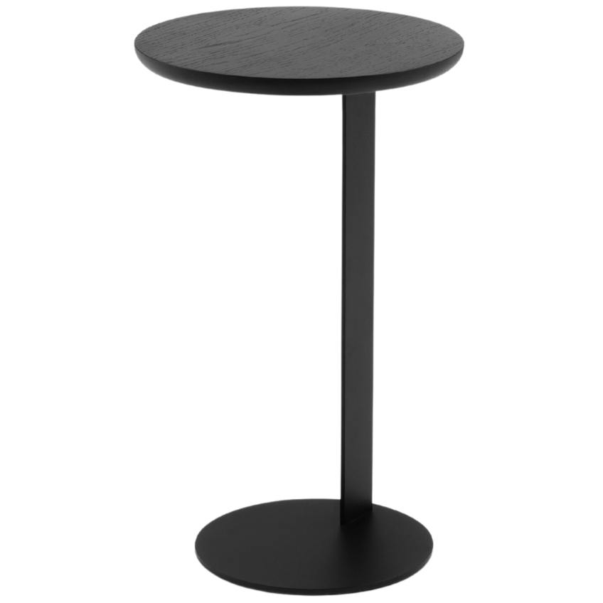 Černý dubový odkládací stolek MICADONI NAMIB 30 cm s kovovou podnoží Micadoni