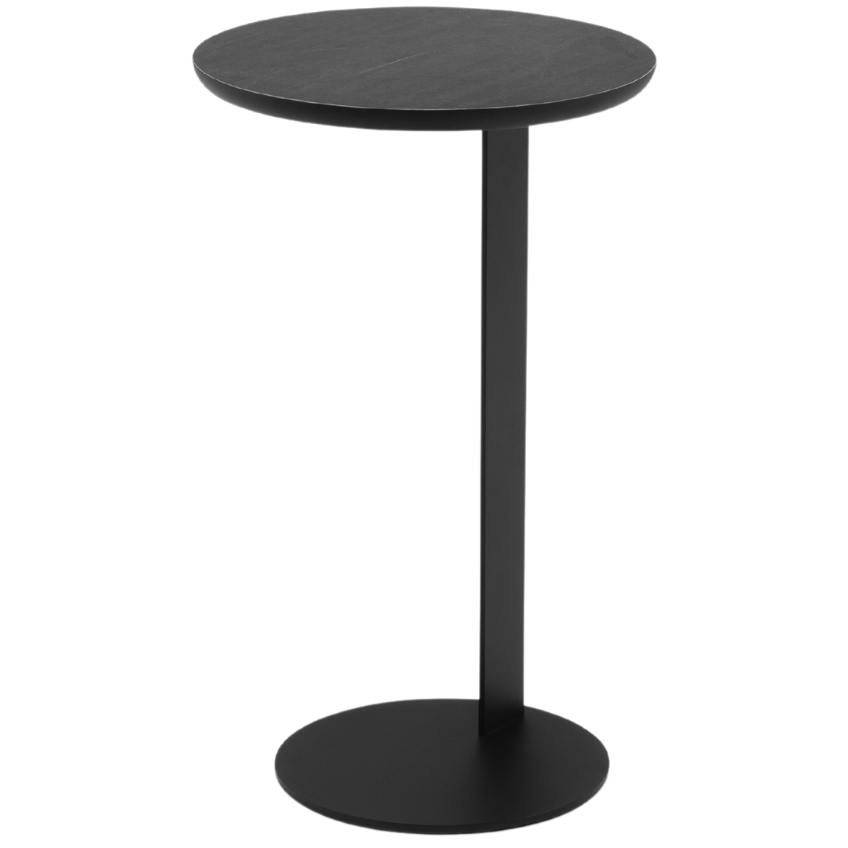 Černý mramorový odkládací stolek MICADONI NAMIB 30 cm s kovovou podnoží Micadoni