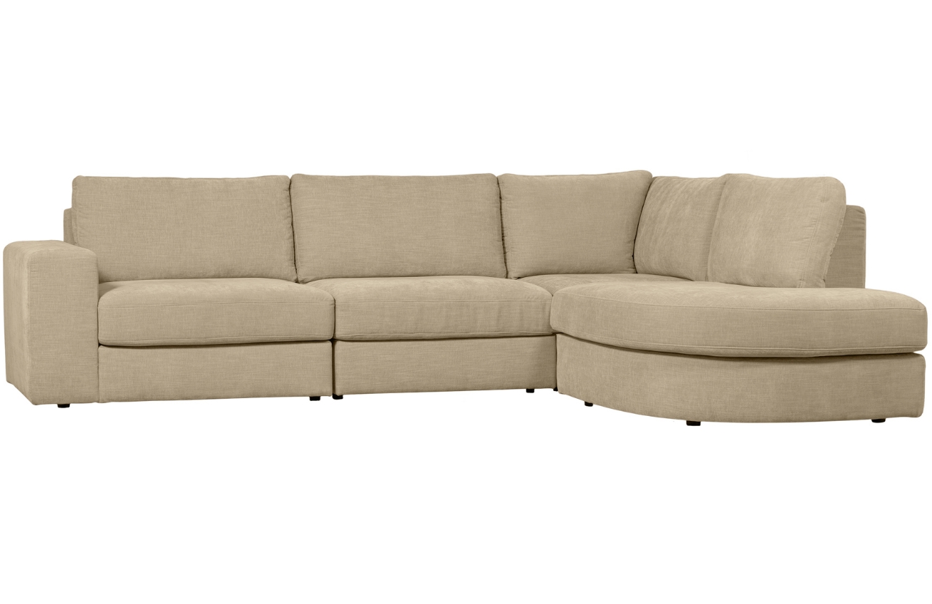 Hoorns Pískově hnědá látková rohová pohovka Flaireen 301 cm