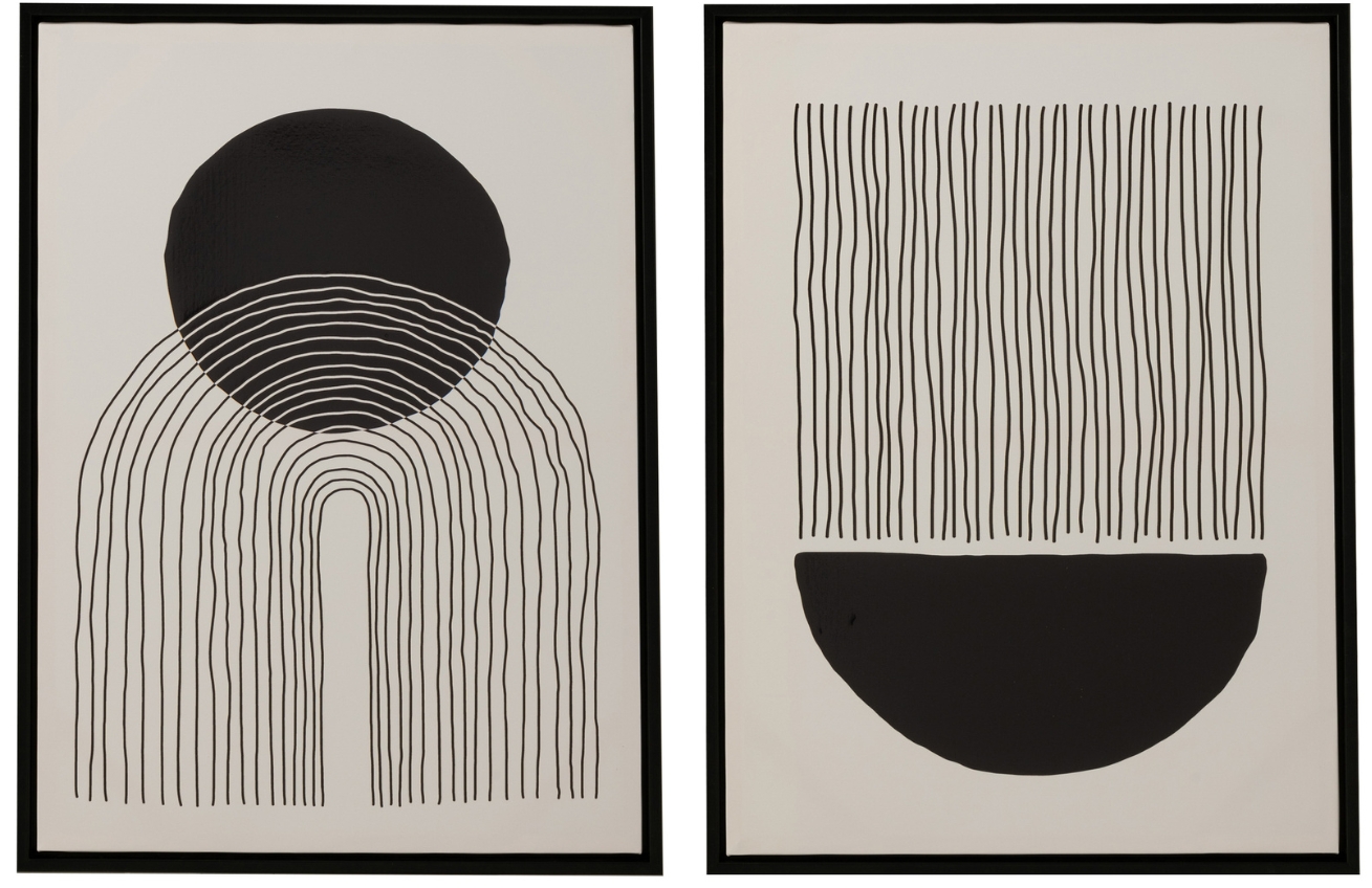 Set dvou černobílých abstraktních obrazů J-line Roava 80 x 60 cm J-line