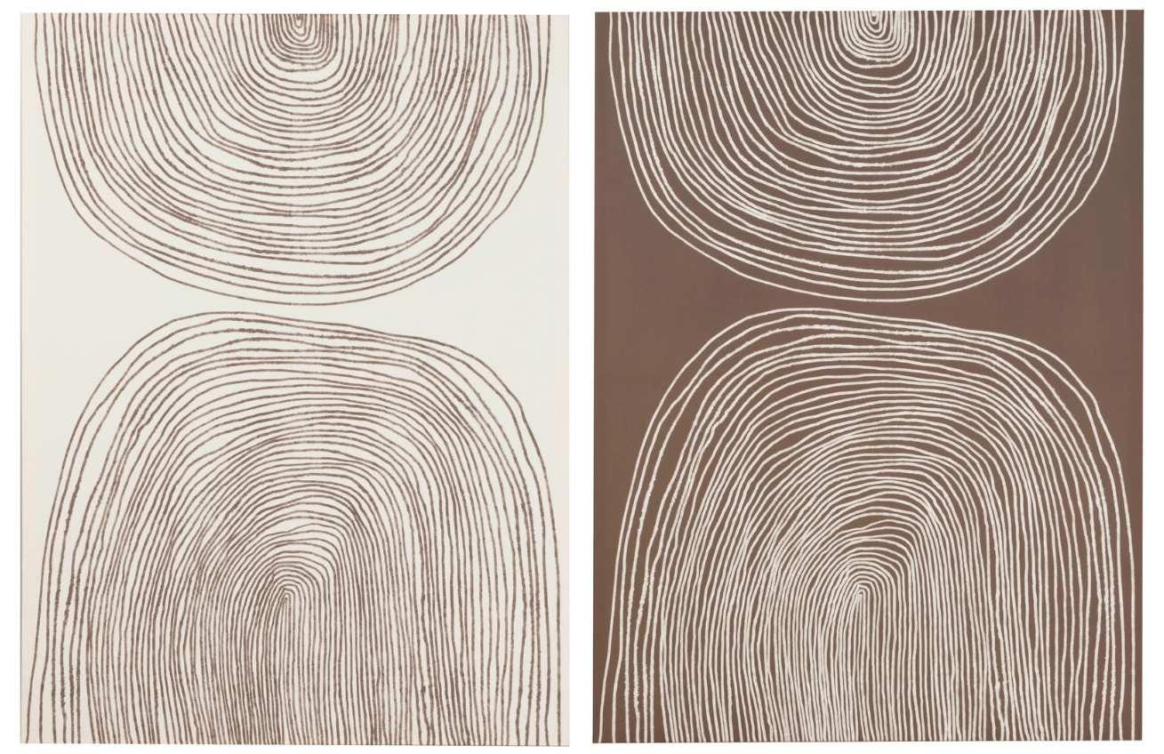 Set dvou hnědo bílých abstraktních obrazů J-line Rasen 120 x 90 cm J-line