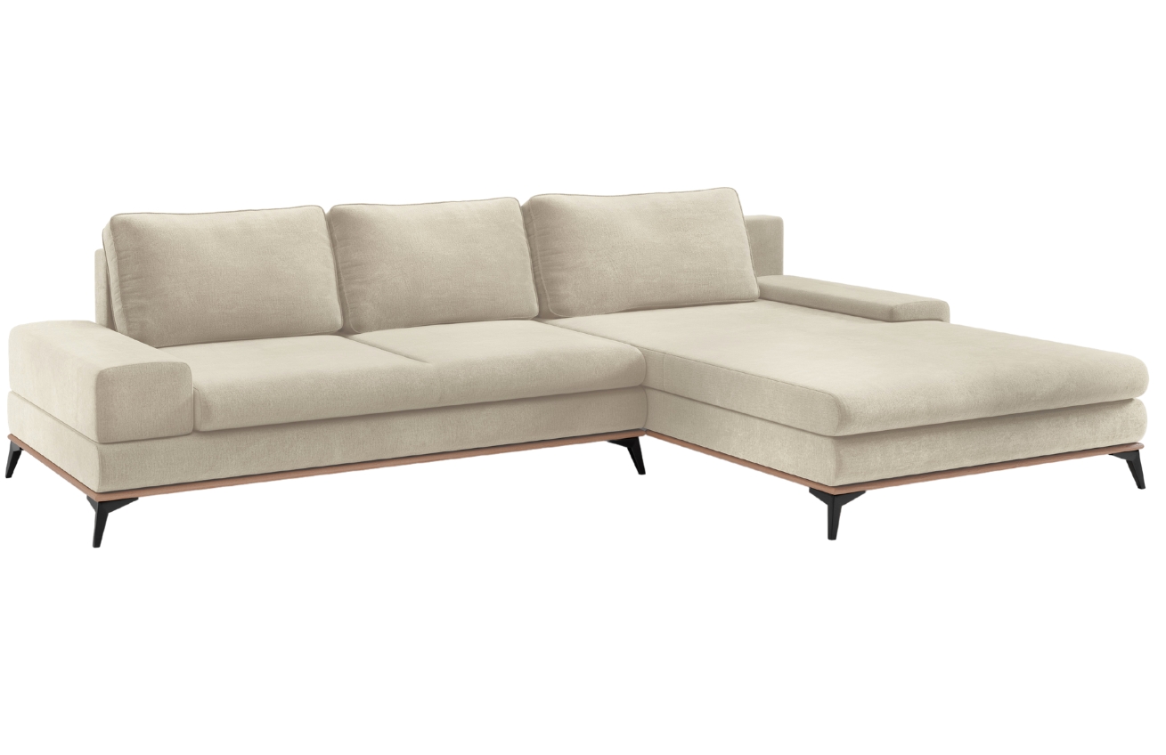 Béžová sametová rozkládací rohová pohovka Windsor & Co Astre 315 cm