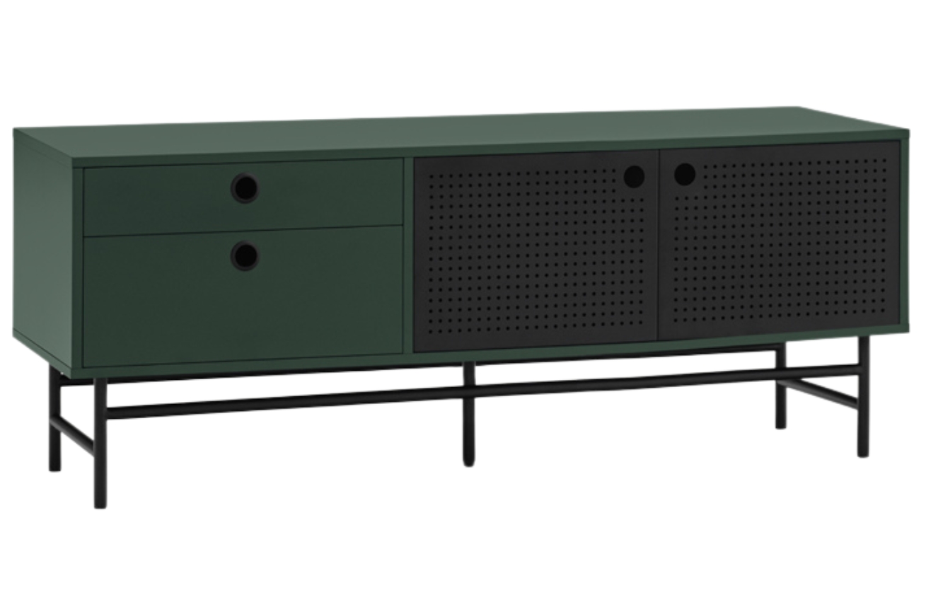 Tmavě zelený lakovaný TV stolek Teulat Punto 140 x 40 cm Teulat
