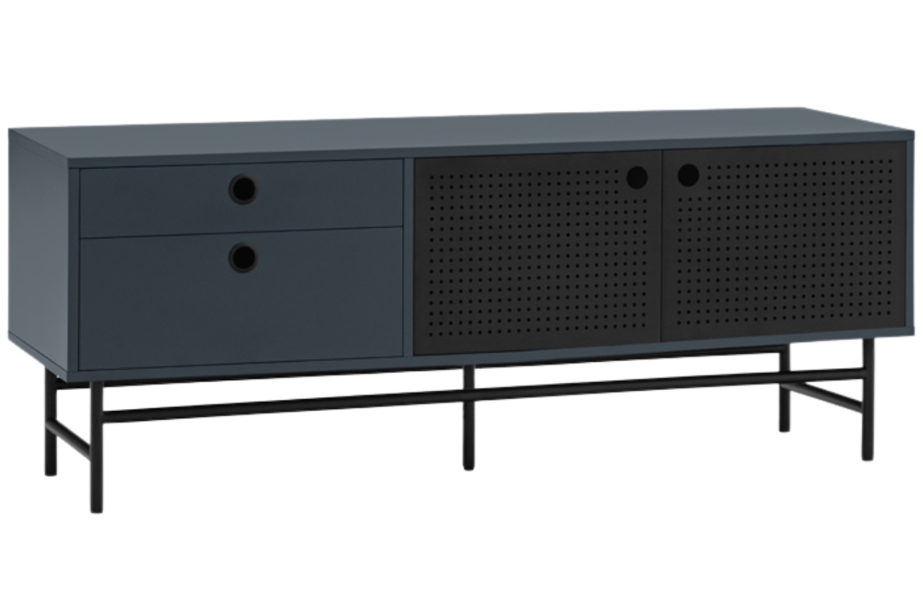 Tmavě modrý lakovaný TV stolek Teulat Punto 140 x 40 cm Teulat