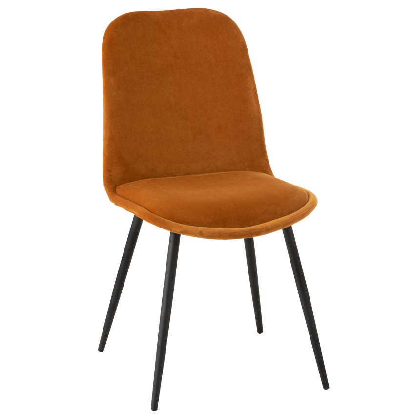 Oranžová sametová jídelní židle J-line Loko J-line