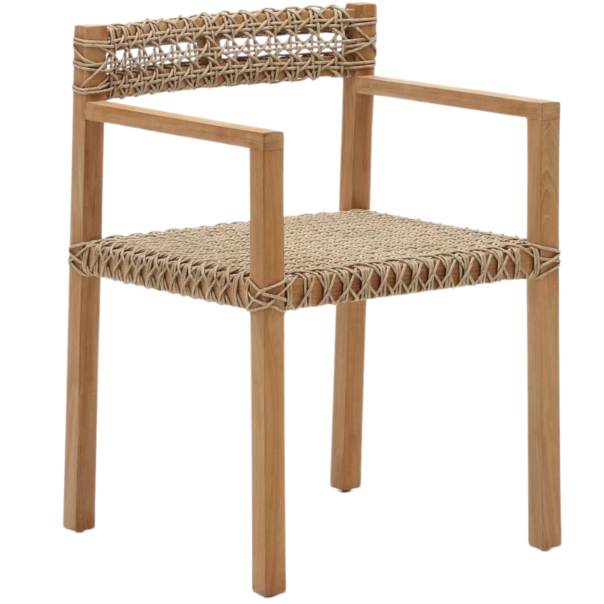 Teaková zahradní židle Kave Home Giverola s výpletem Kave Home