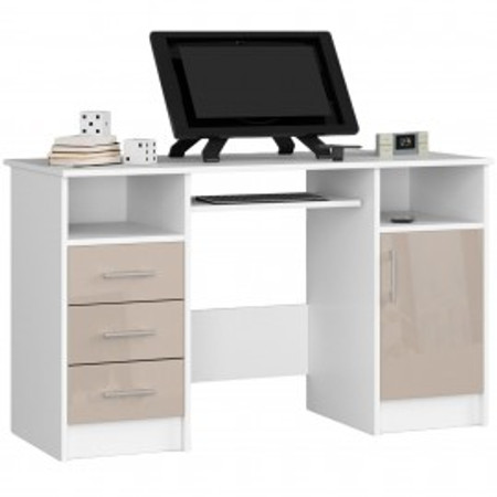 Počítačový stůl ANA - bílá/cappuccino lesk