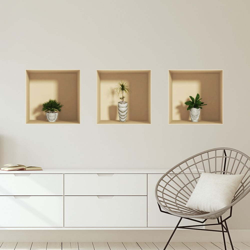 Sada 3 samolepek s 3D efektem Ambiance Palms Ambiance