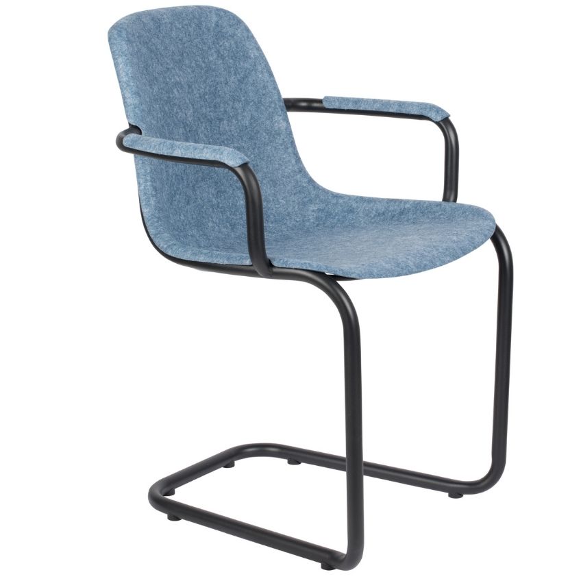 Modrá plastová konferenční židle ZUIVER THIRSTY s područkami Zuiver