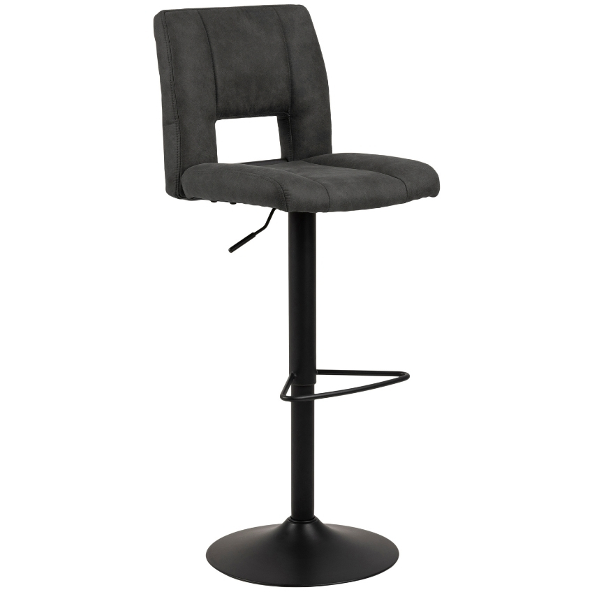 Scandi Tmavě šedá látková barová židle Richie 62-83 cm Scandi