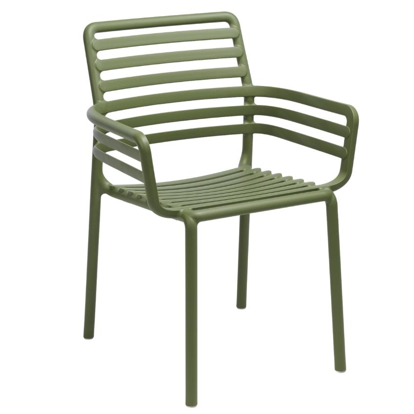 Zelená plastová zahradní židle Nardi Doga s područkami Nardi