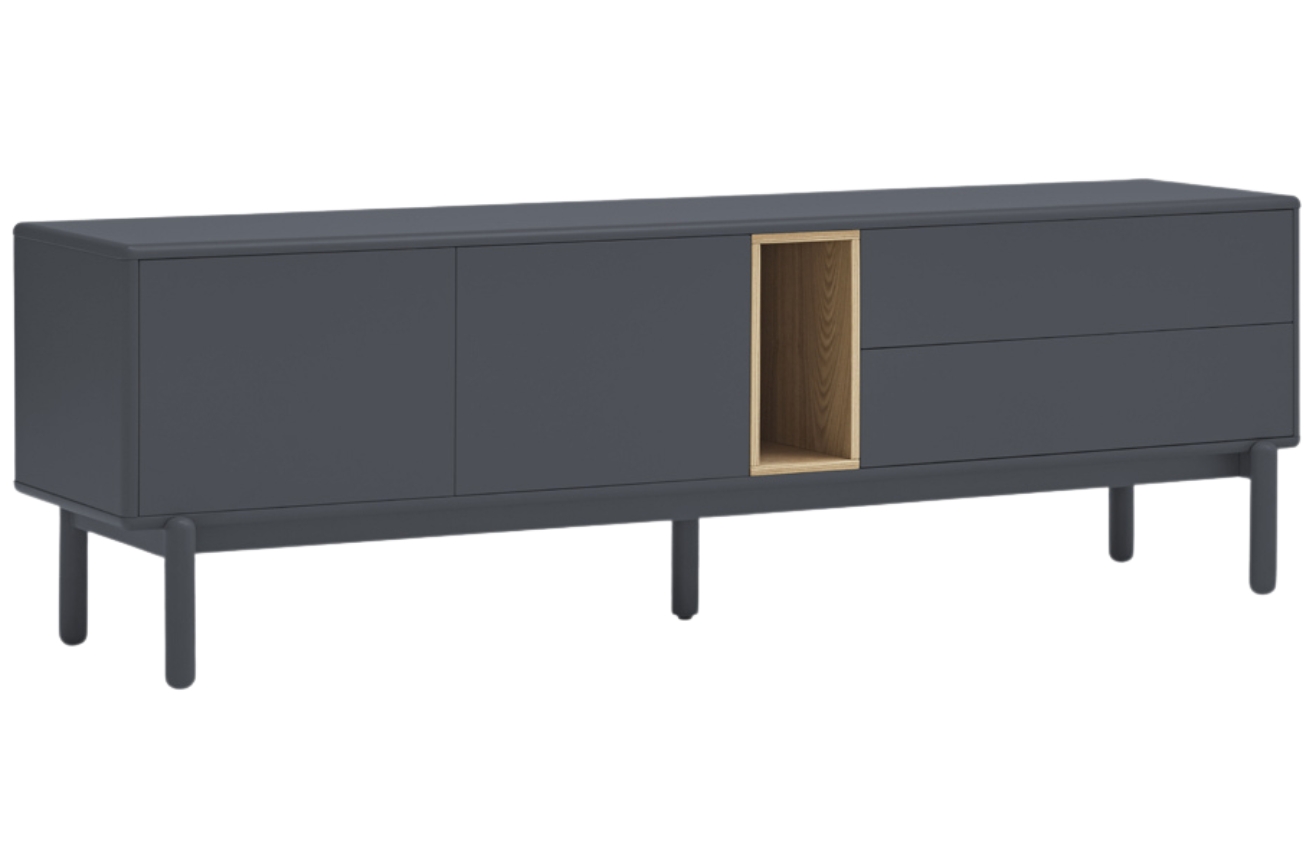 Antracitově šedý lakovaný TV stolek Teulat Corvo 180 x 40 cm Teulat