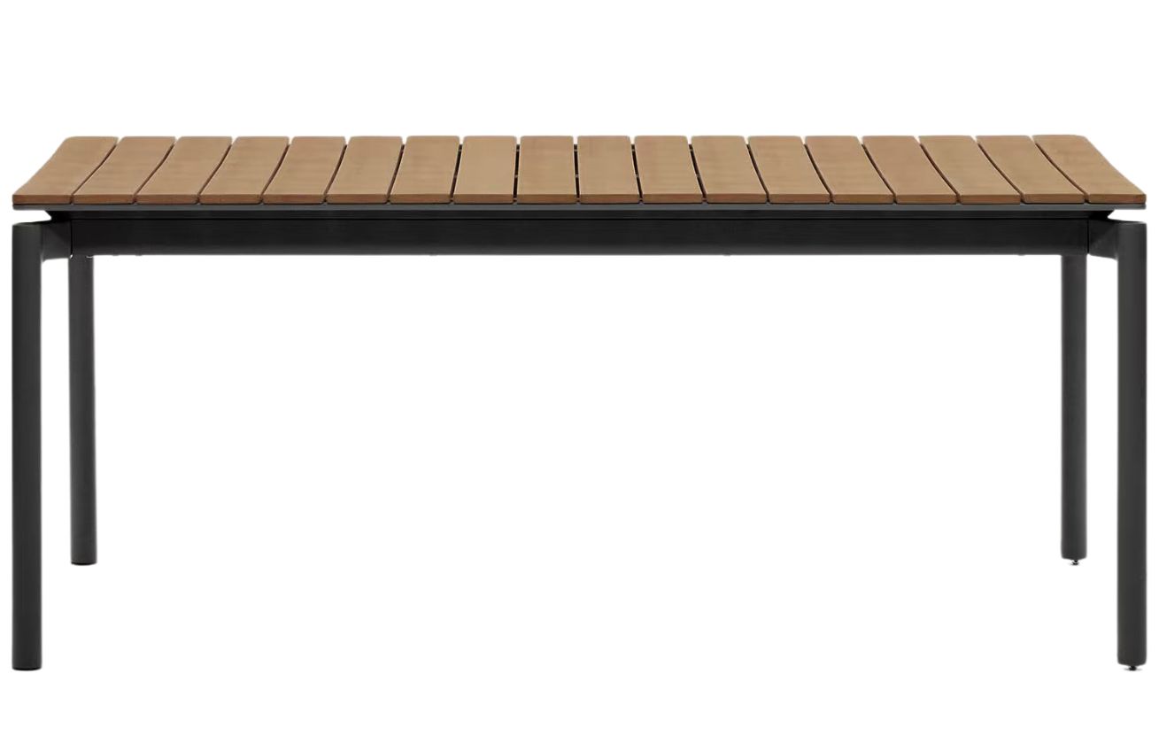 Dřevoplastový rozkládací zahradní jídelní stůl Kave Home Canyelles 180/240 x 100 cm s černou podnoží Kave Home