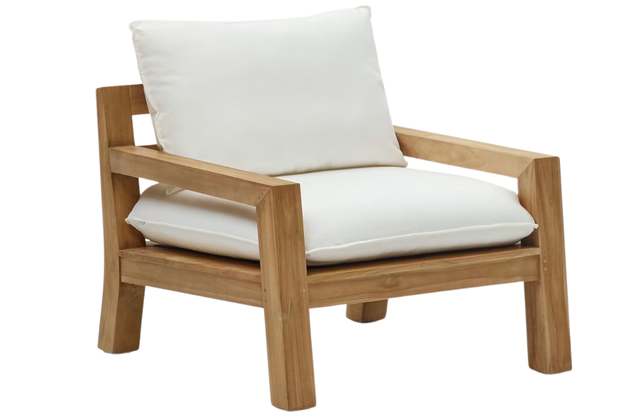 Bílé látkové zahradní křeslo Kave Home Forcanera Kave Home