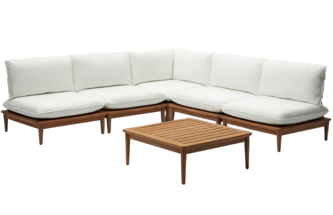 Zahradní set pětimístné modulární rohové pohovky a konferenčního stolku Kave Home Portitxol Kave Home