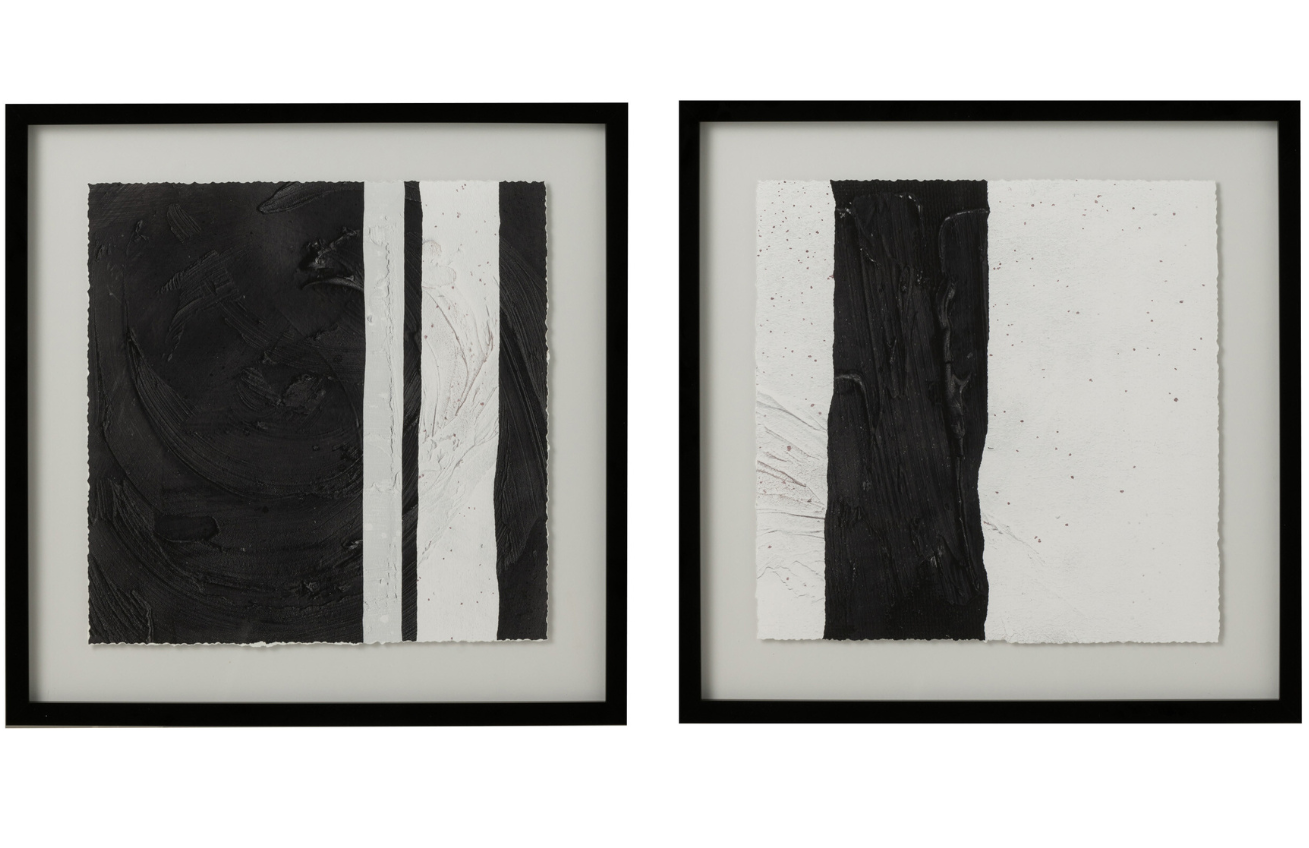 Set dvou černobílých abstraktních obrazů J-line Stipo 53 x 53 cm J-line