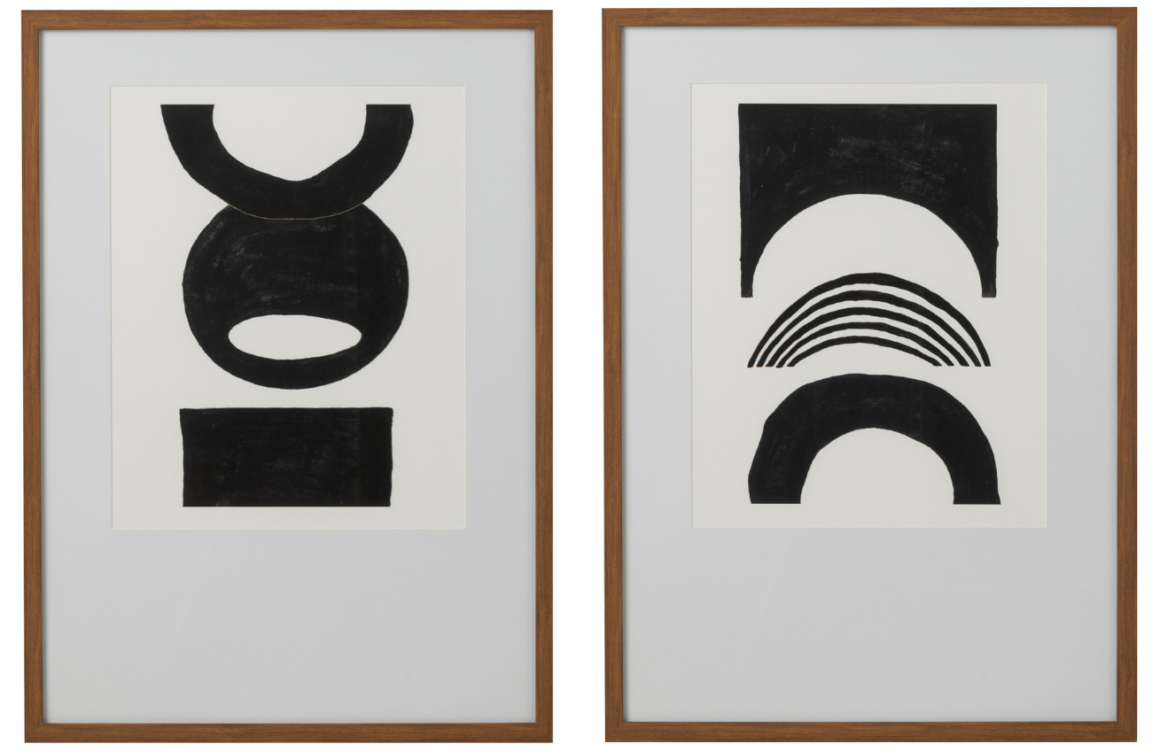 Set dvou černobílých abstraktních obrazů J-line Buto 73 x 53 cm J-line