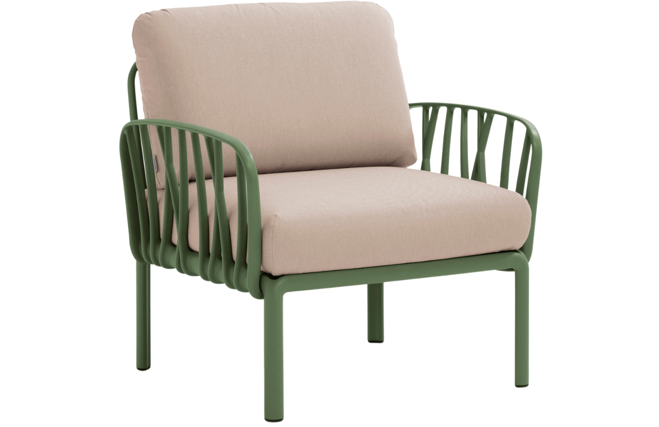 Nardi Béžové látkové zahradní křeslo Komodo II. se zelenou podnoží Nardi