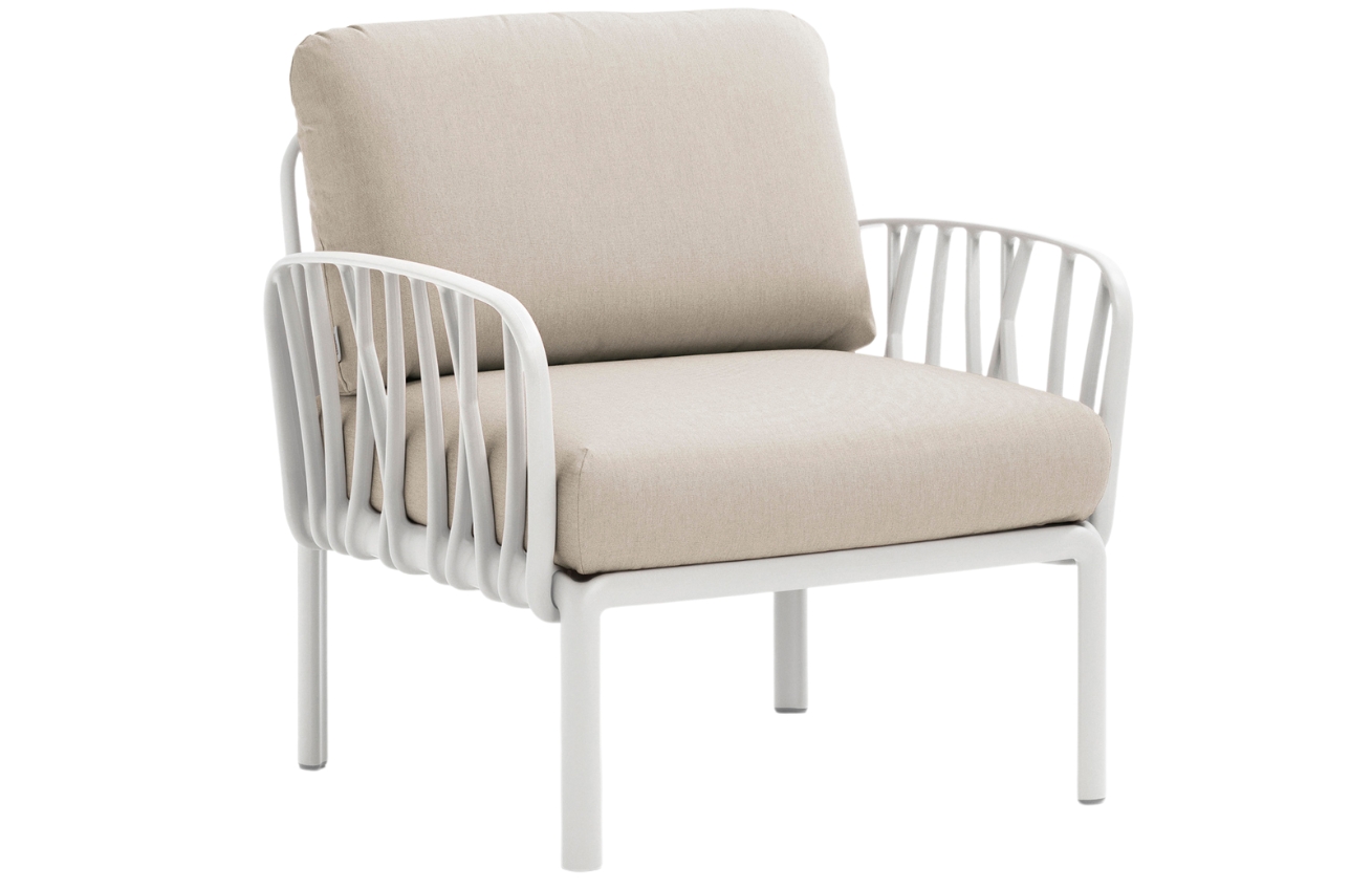 Nardi Béžové látkové zahradní křeslo Komodo s bílou podnoží Nardi