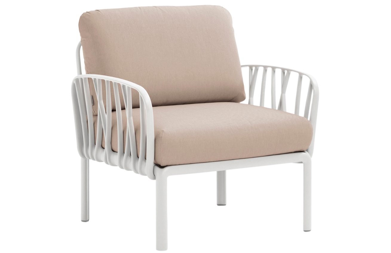 Nardi Béžové látkové zahradní křeslo Komodo II. s bílou podnoží Nardi