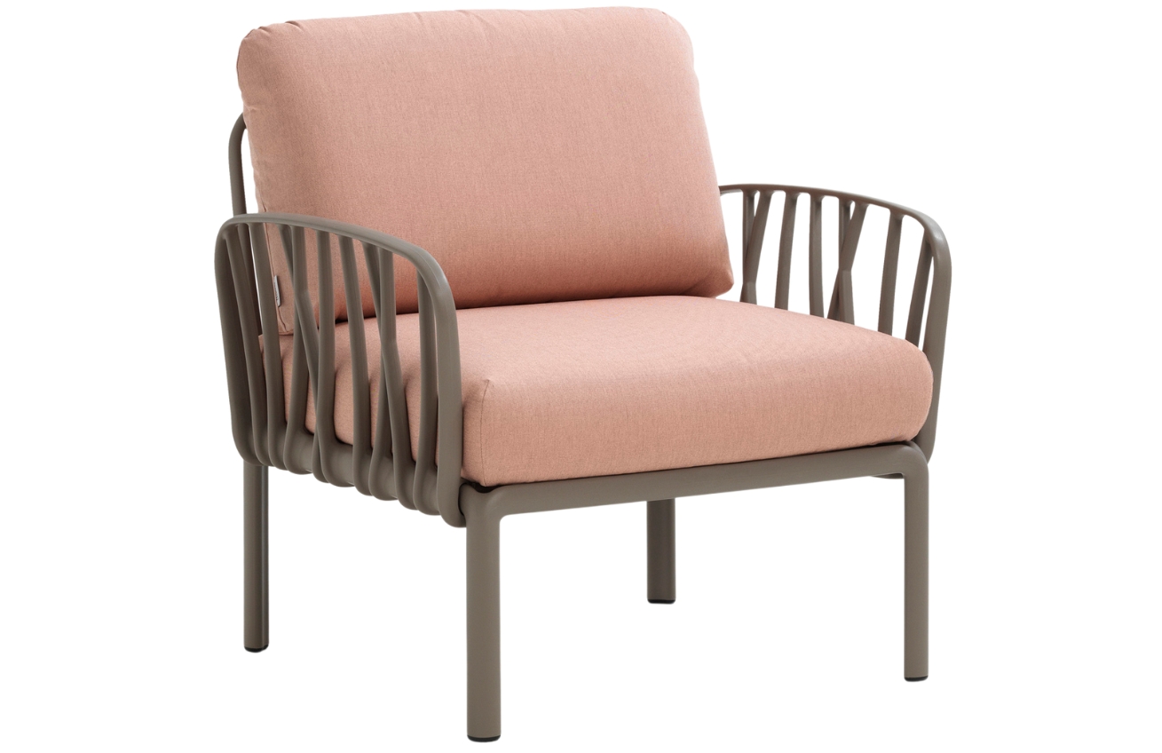 Nardi Růžové látkové zahradní křeslo Komodo s hnědošedou podnoží Nardi