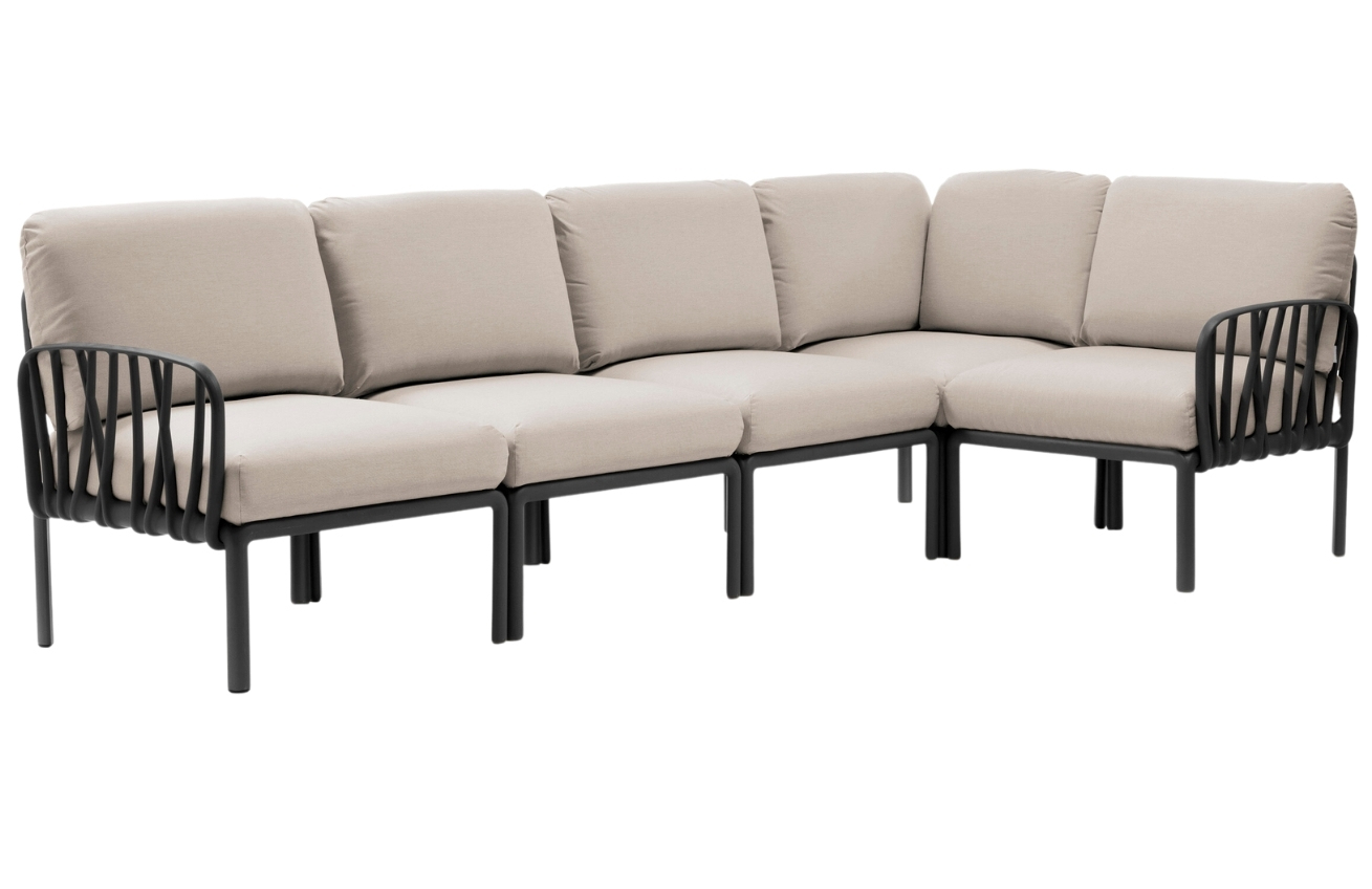 Nardi Béžová látková zahradní rohová pohovka Komodo s tmavě šedou podnoží 294 cm Nardi