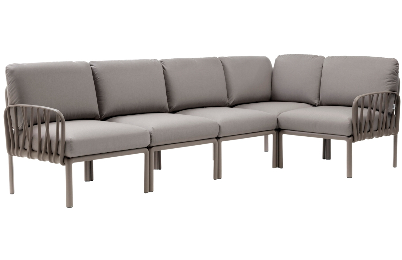 Nardi Šedá látková zahradní rohová pohovka Komodo s hnědošedou podnoží 294 cm Nardi