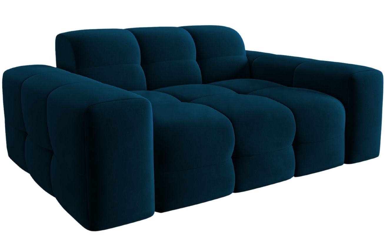 Tmavě modrá sametová dvoumístná pohovka MICADONI Kendal 156 cm Micadoni