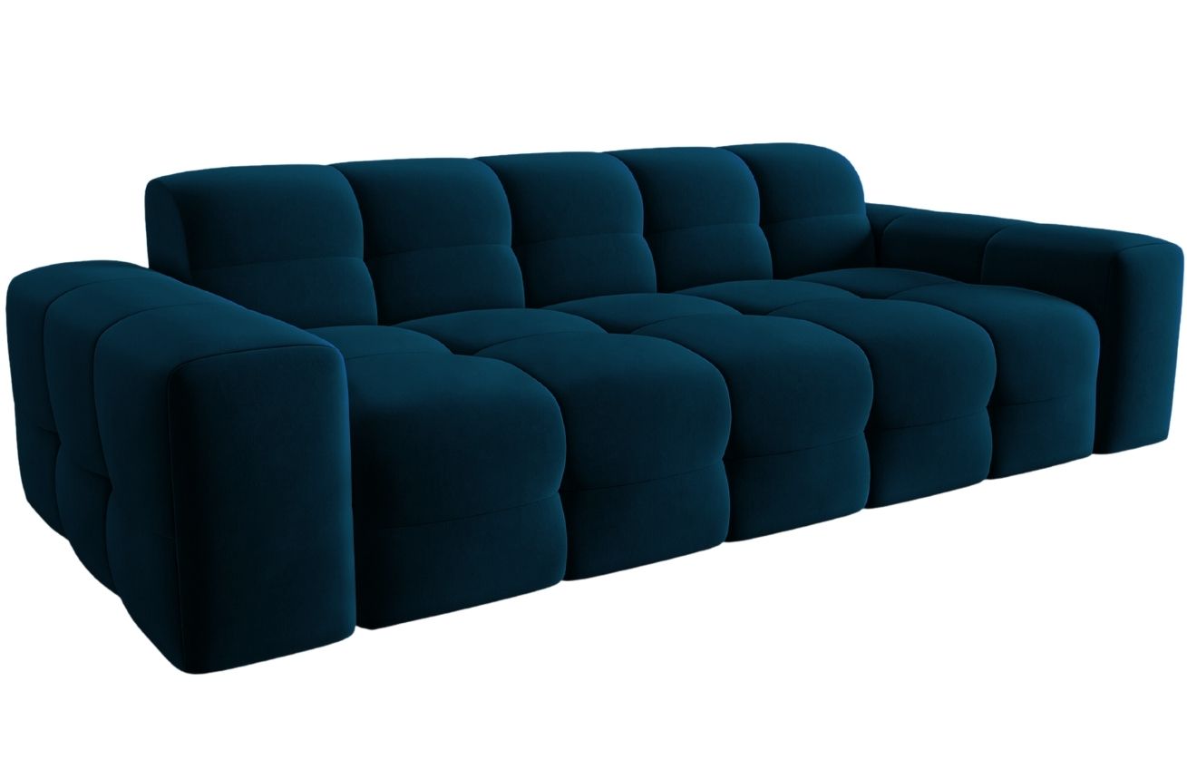 Tmavě modrá sametová trojmístná pohovka MICADONI Kendal 222 cm Micadoni