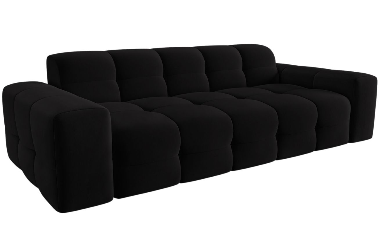 Černá sametová trojmístná pohovka MICADONI Kendal 222 cm Micadoni